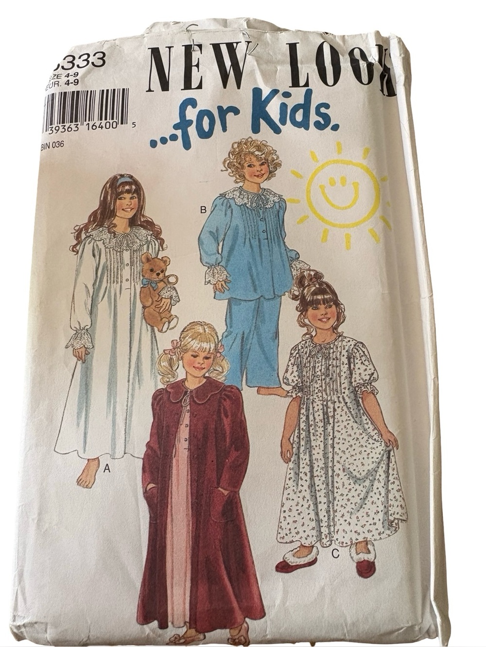 Vintage New Look 6333 Children’s Sleepwear Sewing Pattern | pyjamas and robe